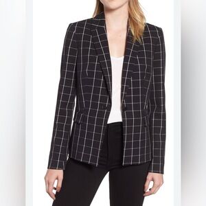 Karl Lagerfeld Paris Black and White Windowpane Blazer Women's Size 10